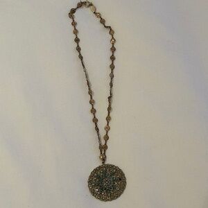 Crystal and Gold Medallion Necklace